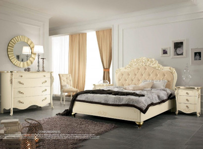 Łóżko Beżowe łóżko drewniane Sypialnia Design łóżka Italian Art Deco Włochy Nowe