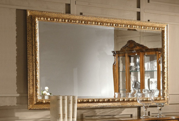 Gold Lustro Design luksusowe xxl połysk ścienne Drewno Rama Baroque Style Włochy Nowy