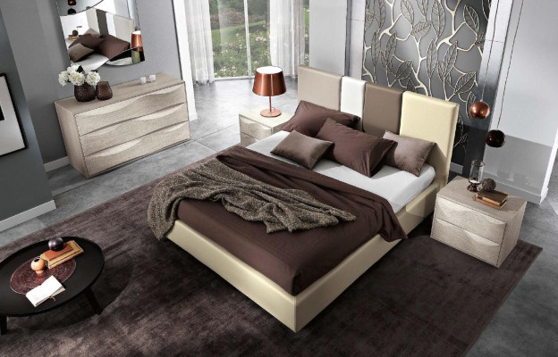Łóżko Podwójne ramy łóżka rama łóżka łóżko podwójne luksusowe Drewno design Skóra