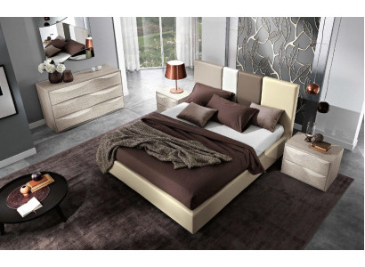 Łóżko Podwójne ramy łóżka rama łóżka łóżko podwójne luksusowe Drewno design Skóra