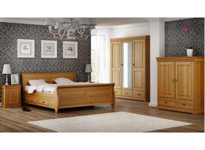 Design Sypialnia Obcios Kompletny zestaw Łóżko Szafa Stolik nocny 5-częściowy