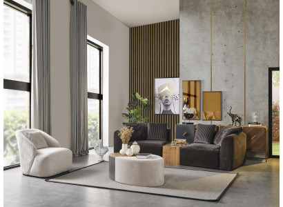 Zestaw sofowy 4 miejsce do siedzenia Fotel Sofa Czteroosobowa Nowoczesny Czarny Materiał Nowy