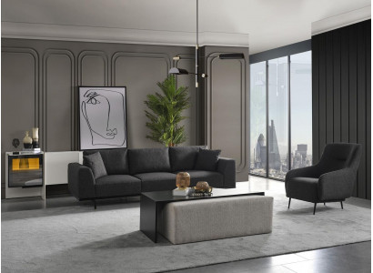 Zestaw sofowy Sofa 4 miejsce do siedzenia Czteroosobowy Fotel Set Material Modern Grey