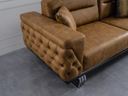 Zestaw sofowy Kompletna Sofa 31 Siedziba Fotel sztuczna skóra Brązowy Zestaw 2szt
