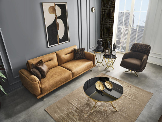 Zestaw sofowy Kompletna Sofa 31 Siedziba Fotel sztuczna skóra Brązowy Zestaw 2szt