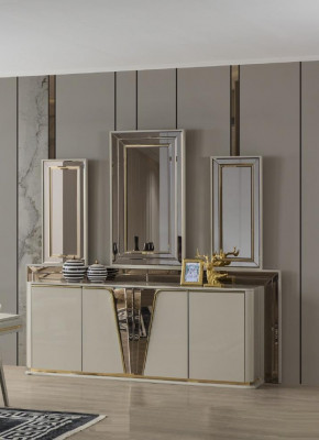 Kredens Salon Drewno Nowoczesne Beżowe Luksusowe Szafki Design