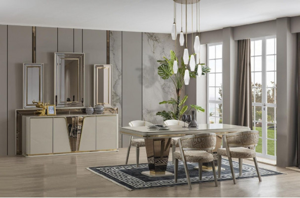 Kredens Salon Drewno Nowoczesne Beżowe Luksusowe Szafki Design