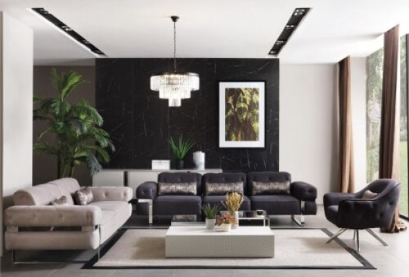 Zestaw sofowy Zestaw 431 Siedziba 3x Stoliki do kawy Kanapa Ustawić Design stoły 6-częściowe.