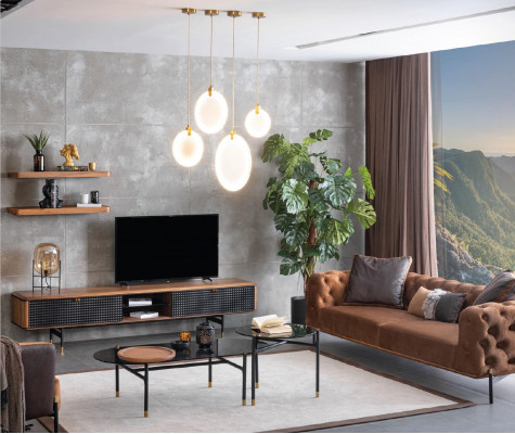półka ścienna Living Room Design Prawdziwe drewno brąz Kolor New Meble Materiał Drewno