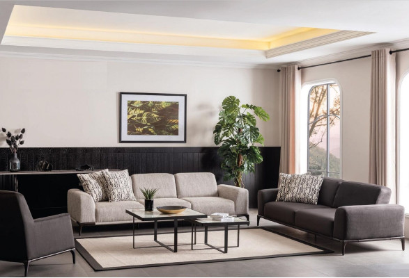 Sofa 3-osobowa Brązowa Sofa Styl Luksusowy Salon Nowoczesny Design Podkładka