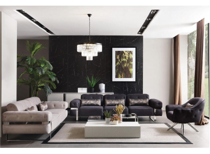 Zestaw sofowy 3 1 miejsce do siedzenia Materiał 3x stolik kawowy Design Couch Podkładka Sofy