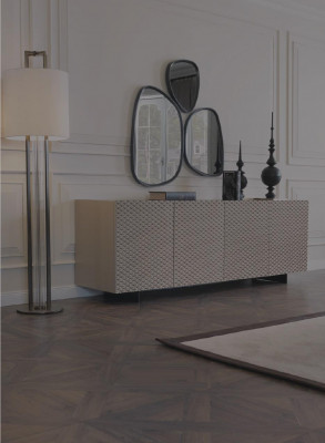 Pokój dzienny Lustro Kredens Szafa Noble Design Luxury 2-częściowy. nowy beż