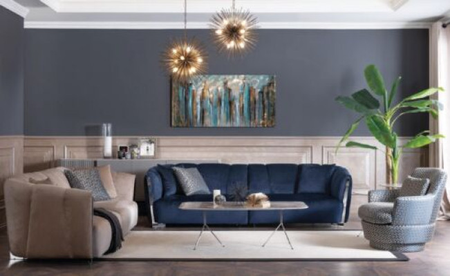 Sofa do salonu kanapa designerska Włókienniczy Siedziba Podkładka design blue