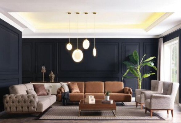 Zestaw sofowy 4 sztuki. Zestaw mebli kanapowych Ustawić Design Chesterfield
