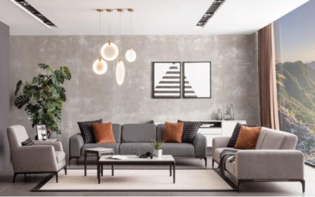 Sofa 4 miejsce do siedzenia Kolor Szary Salon Design Style Meble Nowoczesne nowe