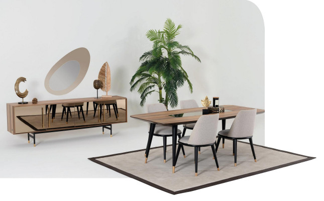 Salon Lustro Kredens Szafa Edle Design Drewno 2-częściowy. nowy luksus