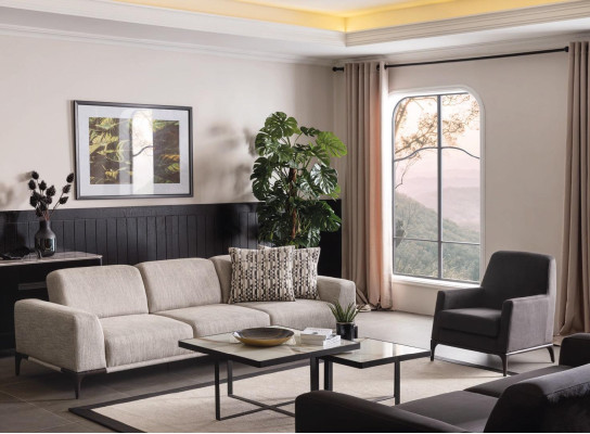 Pokój dzienny Zestaw sofowy 4 3 1 miejsce do siedzenia Ustawić Materiał Sofa Fotel Luxury