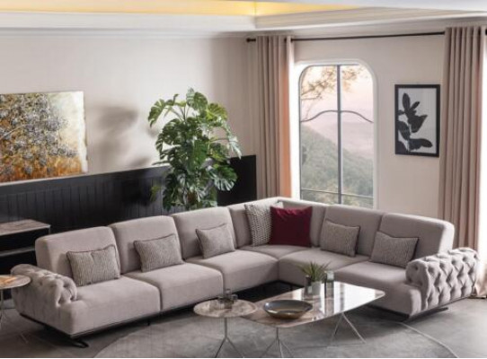 Narożnikowa kanapa Design Meble Zestaw narożny sofa materiałowa Włókienniczy narożnik Meble 355x280cm