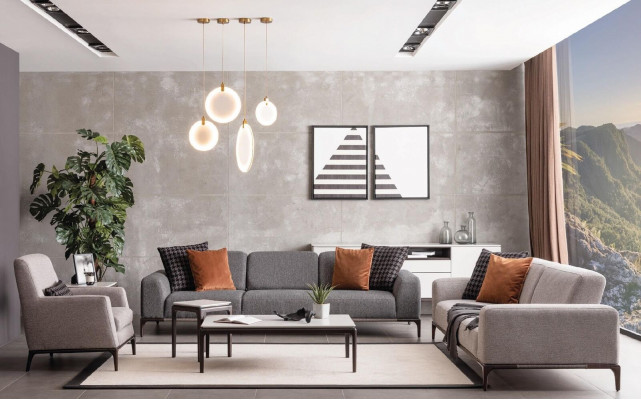 Sofa do salonu 3 miejsce do siedzenia design style meble nowoczesne sofy szare