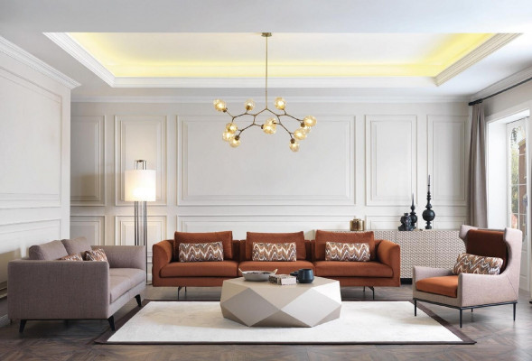 Sofa do salonu 4 miejsce do siedzenia Kanapa Siedziba Podkładka Kanapy design brązowy