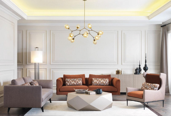 Sofa do salonu 4 miejsce do siedzenia Kanapa Siedziba Podkładka Kanapy design brązowy