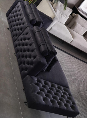 Design Zestaw sofowy 3 miejsce do siedzenia Włókienniczy Couch Podkładka Sofa Kanapy Czarny