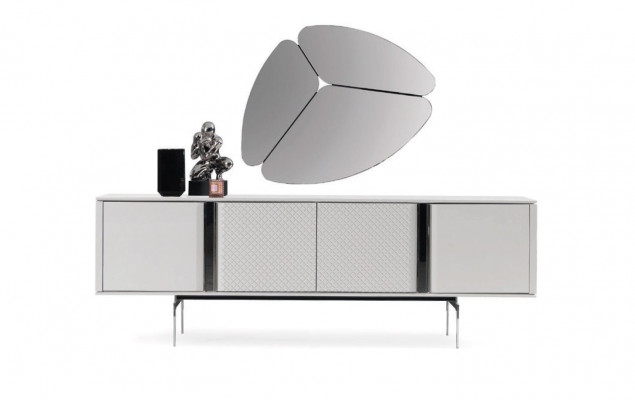 Nowoczesny Salon Lustro Kredens Szafa Noble Design Luksus Nowy Szary 2 Sztuki