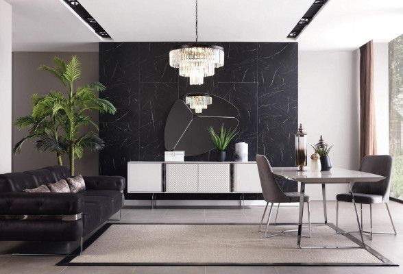 Nowoczesny Salon Lustro Kredens Szafa Noble Design Luksus Nowy Szary 2 Sztuki