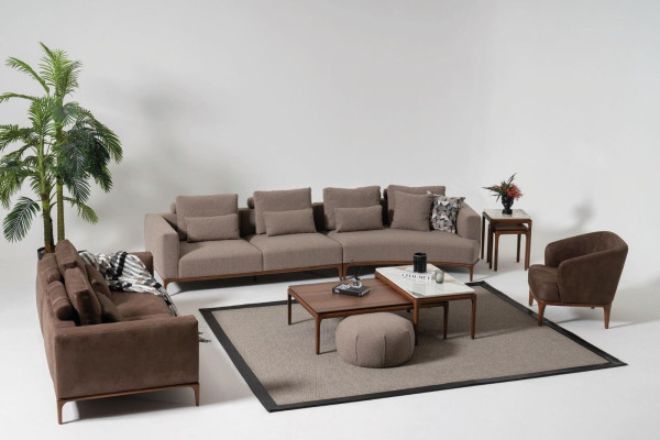 Pokój dzienny 2x stolik kawowy Tabela Luxury Design Meble Brązowe stoły 2szt.