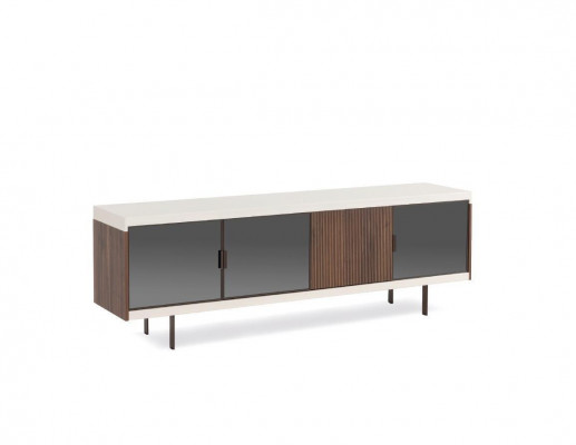 Szafka niska rtv Półka Kredens rtv Design Luxury Drewno Biały Meble 225cm