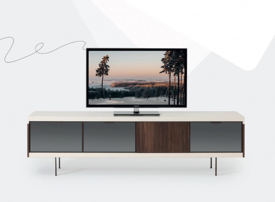 Szafka niska rtv Półka Kredens rtv Design Luxury Drewno Biały Meble 225cm