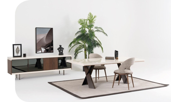 jadalnia Stół obiadowy Tabela Metal Style Nowoczesny Design Meble Luksus nowy Biały