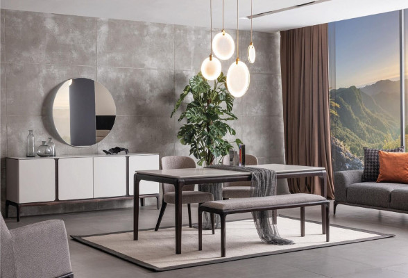 jadalnia Stół obiadowy Luxury Meble Design Material Drewno Modern grey