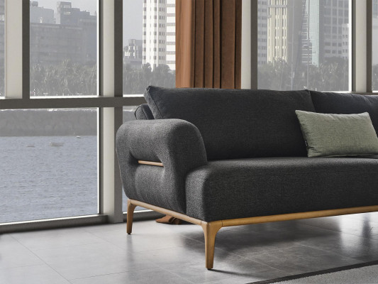 Zestaw sofowy Sofa Fotel 321Seater Materiał Luksusowe Szare Sofy do Salonu