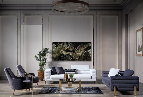 Zestaw sofowy Kompletny zestaw wypoczynkowy sofa miejsce do siedzenia Materiał Nowoczesny Zestaw 4-częściowy