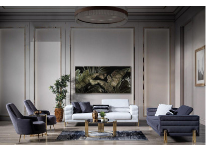 Zestaw sofowy Kompletny zestaw wypoczynkowy sofa miejsce do siedzenia Materiał Nowoczesny Zestaw 4-częściowy