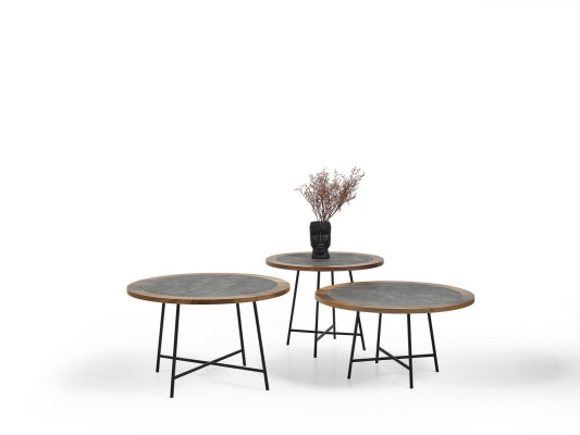 stolik kawowy Design Drewno Okrągły Brązowy Stolik kawowy Tabela Living Room stoły Nowość