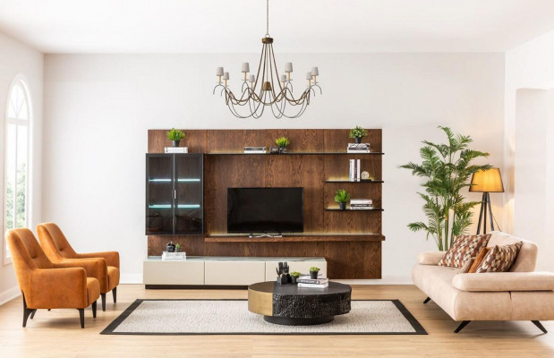 Luksusowa jednostka ścienna Szafa Półka Salon Gablota Meblościanki Drewno Design