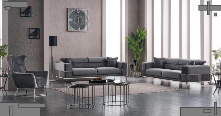 Luksusowy Zestaw sofowy 331 miejsce do siedzenia Zestaw do salonu Szara Sofa Włókienniczy Meble Nowe