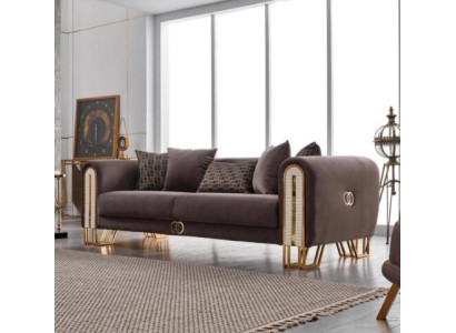 Luksusowa kanapa Złota Sofa metalowa Sofy trzyosobowe Podkładka Meble 240cm