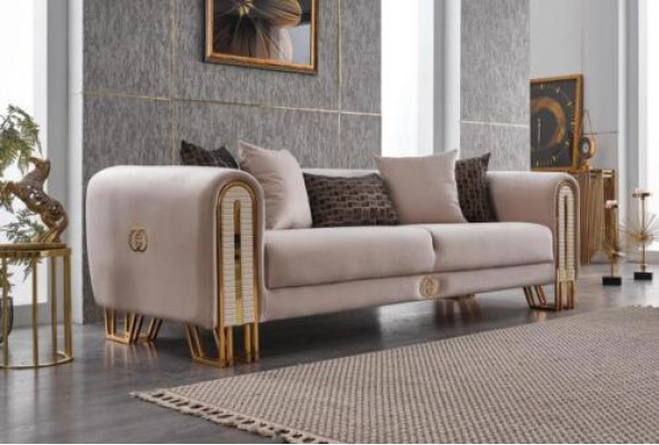 Luksusowa Sofa Kanapa Złota Metalowa Trzyosobowa Kanapa Podkładka Trzyosobowa Materiał