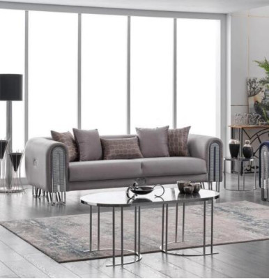 Sofa Luksusowa Włókienniczy Pokój Dzienny Trzyosobowa 3 Siedziba Meble Kanapa 240cm Materiał
