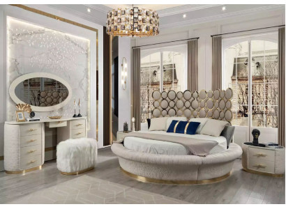 Okrągłe łóżko Okrągły Design łóżko Skóra Double Luxury Hotel Frame Sleeping Pokój
