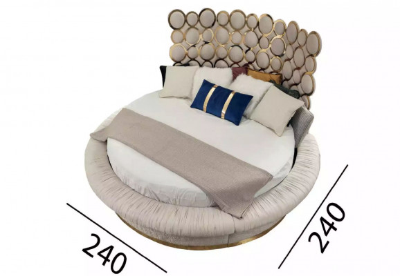 Okrągłe łóżko Okrągły Design łóżko Skóra Double Luxury Hotel Frame Sleeping Pokój
