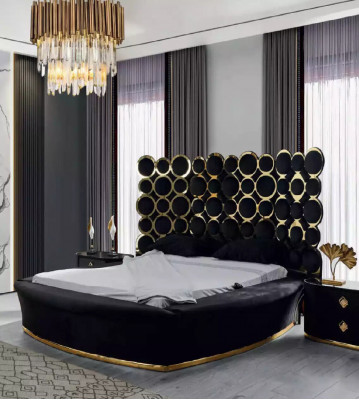 Designerskie łóżko luksusowe łóżka tekstylne Sypialnia Podwójne łóżko z ramą łóżka 200x200cm