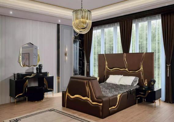 Design Łóżko Podkładka łóżka Podwójne łóżko Marriage Meble Luksusowa rama łóżka Sypialnia