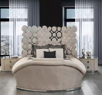 Designerskie łóżko luksusowe łóżka tekstylne Sypialnia Podwójne łóżko z ramą łóżka 200x200cm