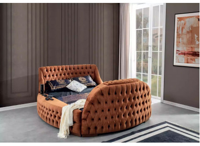 Chesterfield Łóżko Podkładka Design Luksusowe łóżko Hotel Braun z telewizją TV