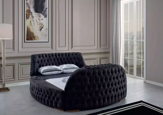 Czarny Chesterfield Łóżko Design Podkładka Meble Hotelowe Luksusowe łóżka Lift Media