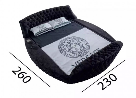 Czarny Chesterfield Łóżko Design Podkładka Meble Hotelowe Luksusowe łóżka Lift Media
